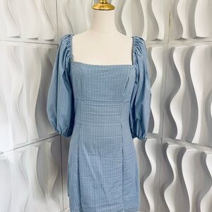 Forever 21 Blue Puff Sleeve Sheath Dress